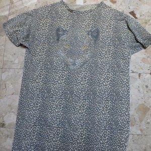 leopard print mini tee  dress with leopard head fool the eye one size fits to 14